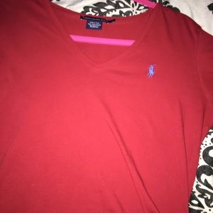 A red polo long sleeve